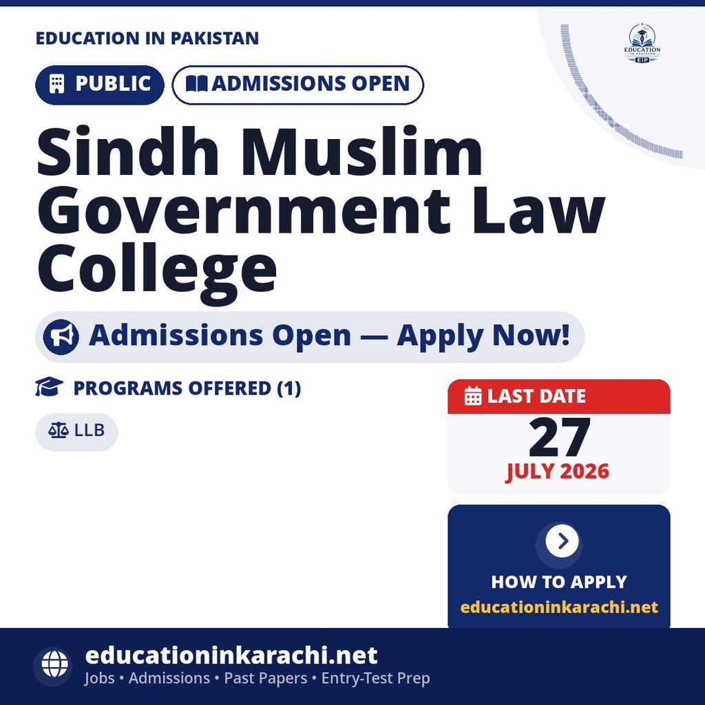 S.M. Law College Karachi Admissions 2026 – LL.B Eligibility & Updates