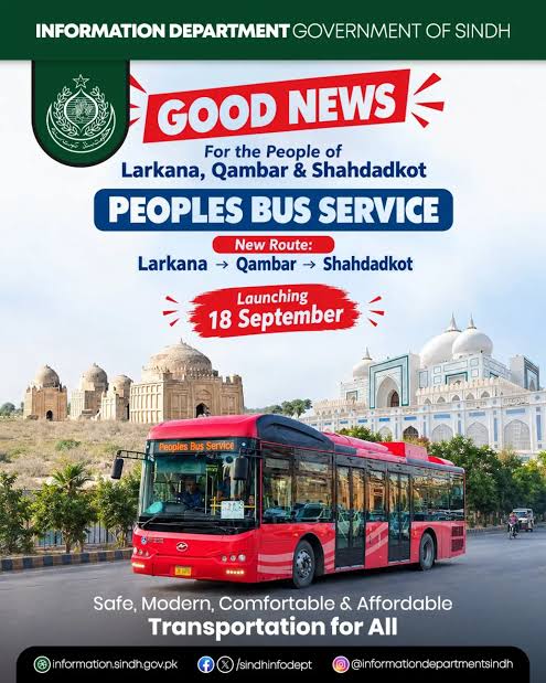 Peoples Bus Service Larkana Qambar Shahdadkot Route 2026